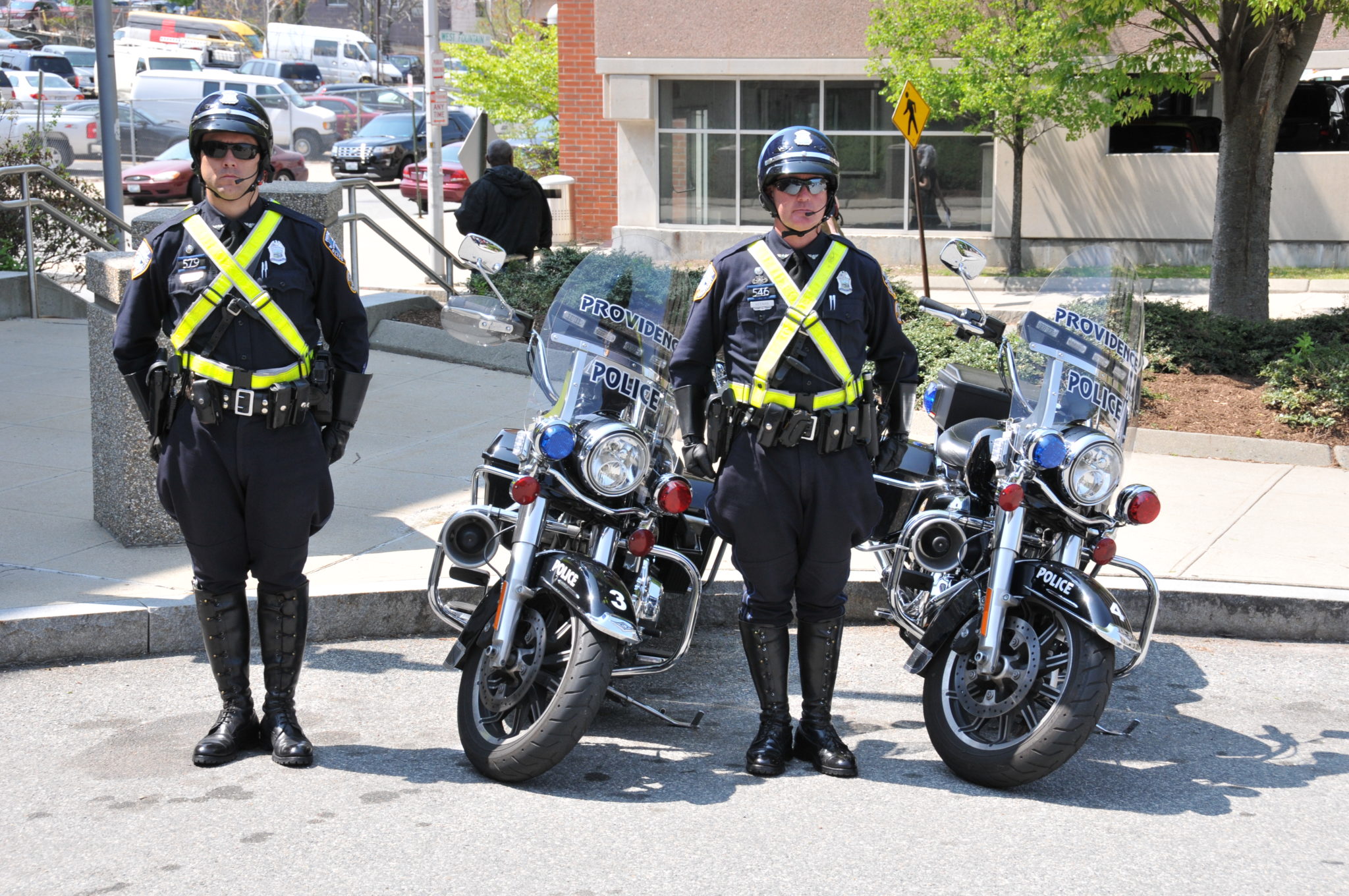 Picture of Providence Police Officers with their patrol motorcycles