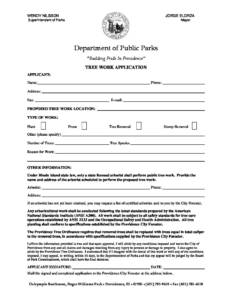 City of Providence Forestry: Tree Permit Application - City of Providence