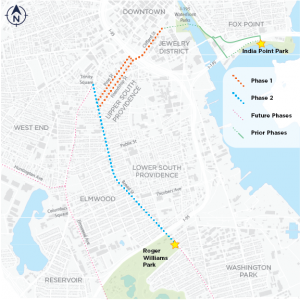 Currently funded City Walk projects are in two phases. Click to zoom in.