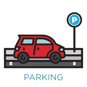 icon showing a car parking - link opens to parking office