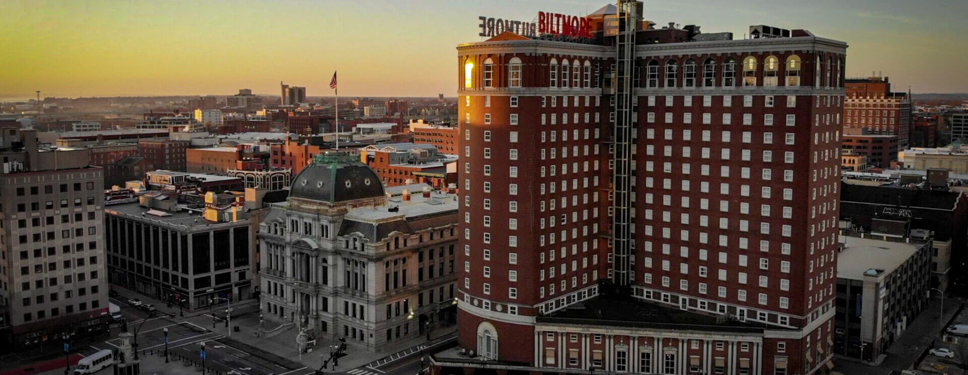 an exterior view of city hall and the city of providence