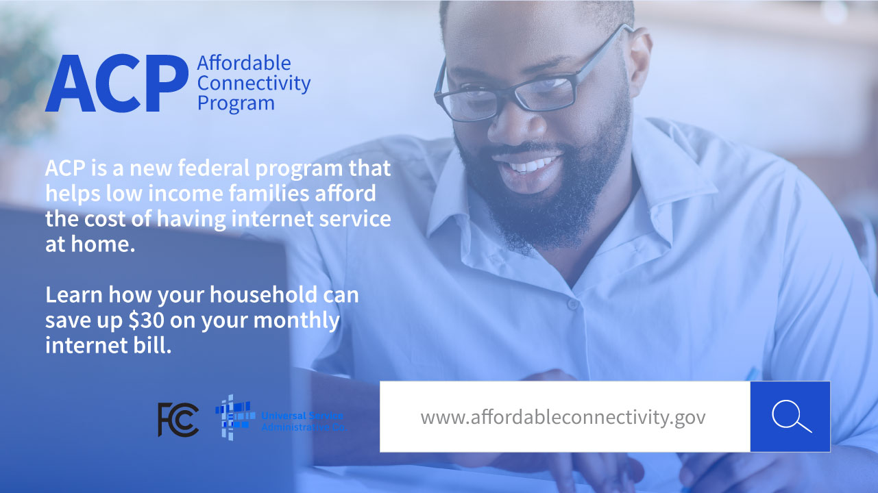 image of a man using a computer - image links to affordableconnectivity.gov