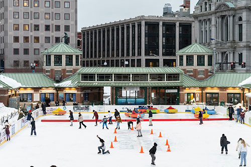 people ice skating at the providence ice skating rink - links to the Skating Center website