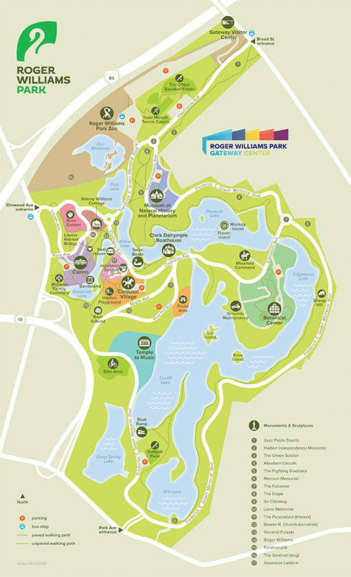 Illustrated map of Roger Williams Park in Providence, RI