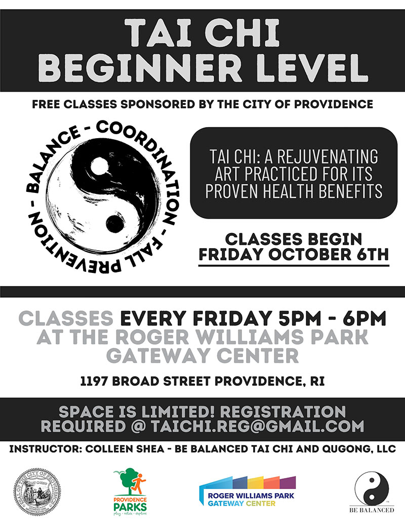 tai chi flyer - fridays at the roger williams ark gateway center from 5-6pm