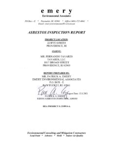 City of Providence 22 Rye Street Asbestos Inspection Report - City of ...