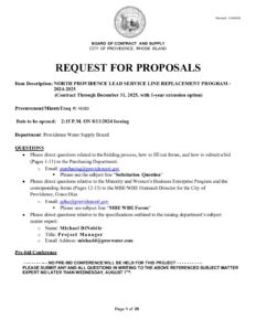 State Energy Program Water Rfp City of Providence PVD24-155 Water Supply - RFP - North Providence Lead ...
