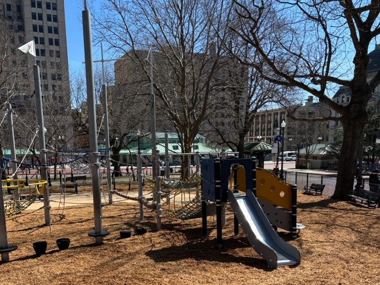 photo showing the playground structures at burnside park