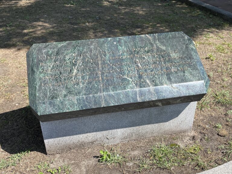 Photo showing a plaque in Boyle Square