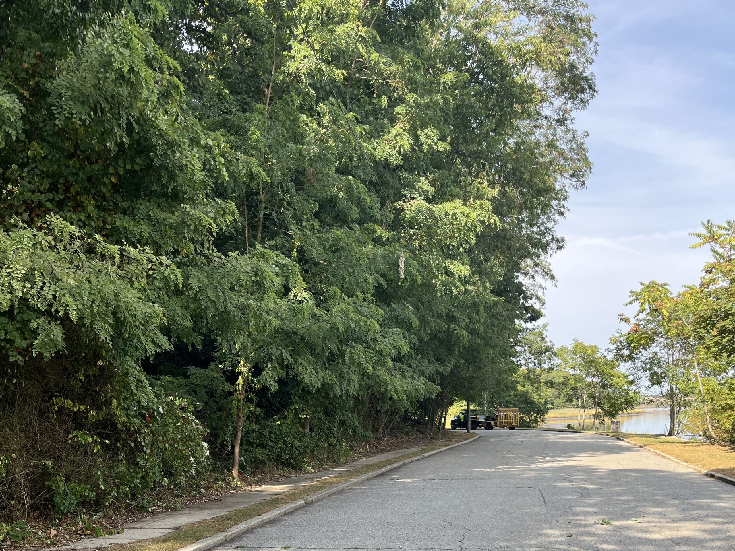 Photo of a driveway along a body of water