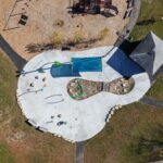 birds eye view photo of splashpad area