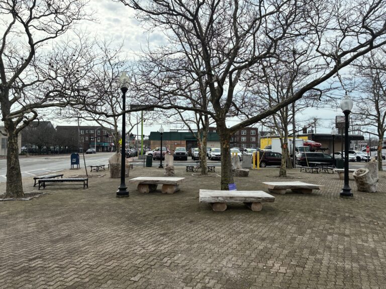 photo of seating areas in a small park