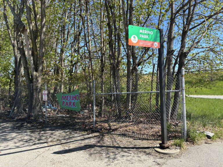Merino Park entrance on Hartford Ave at Heath St