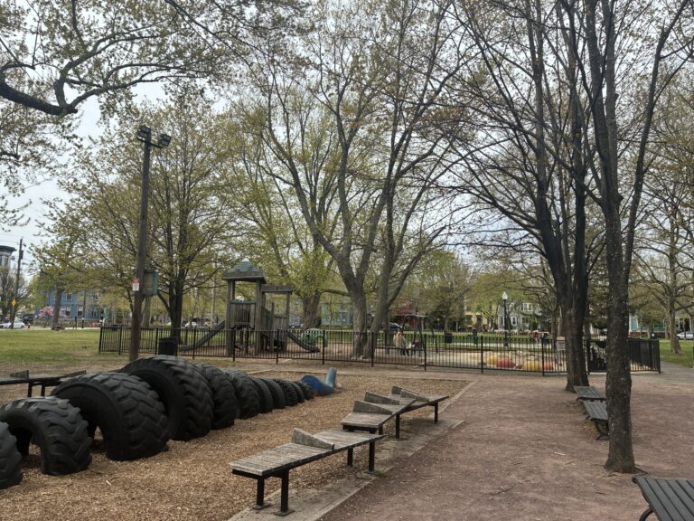photo showing play structures and playground areas