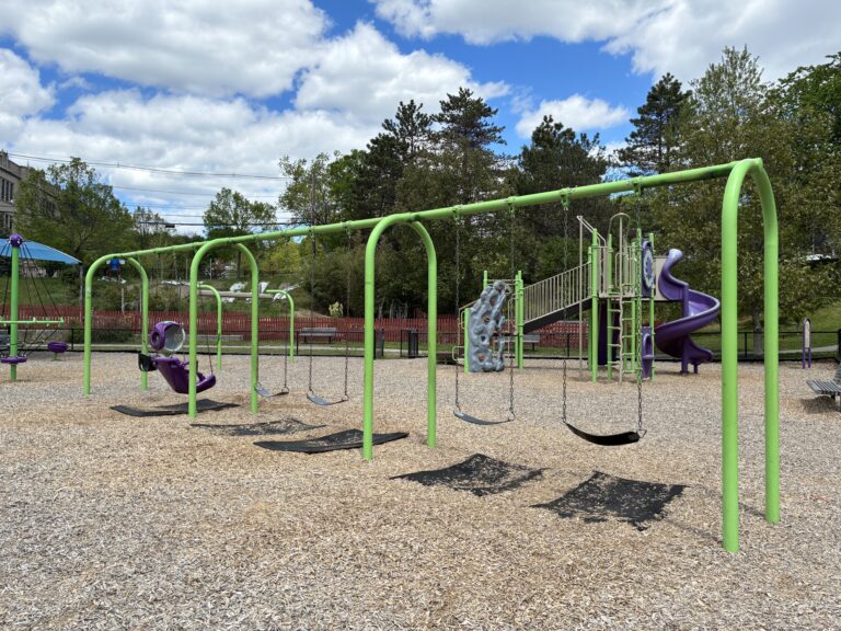 photo of swingset and playground structures
