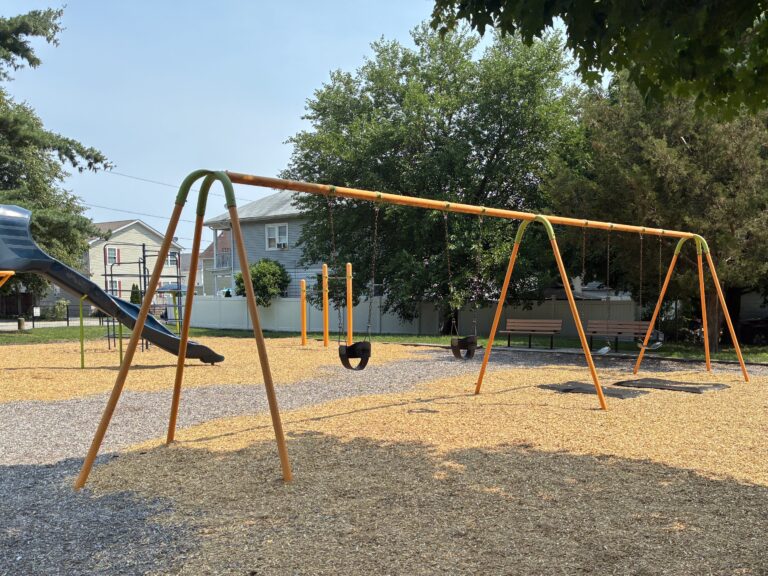 photo showing swings and slides