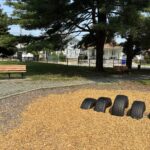 photo showing seating area and play ground area