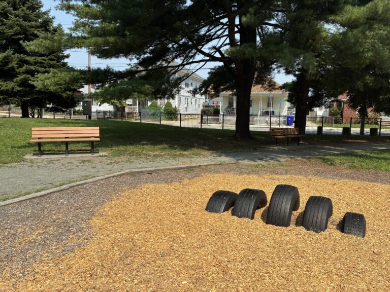 photo showing seating area and play ground area