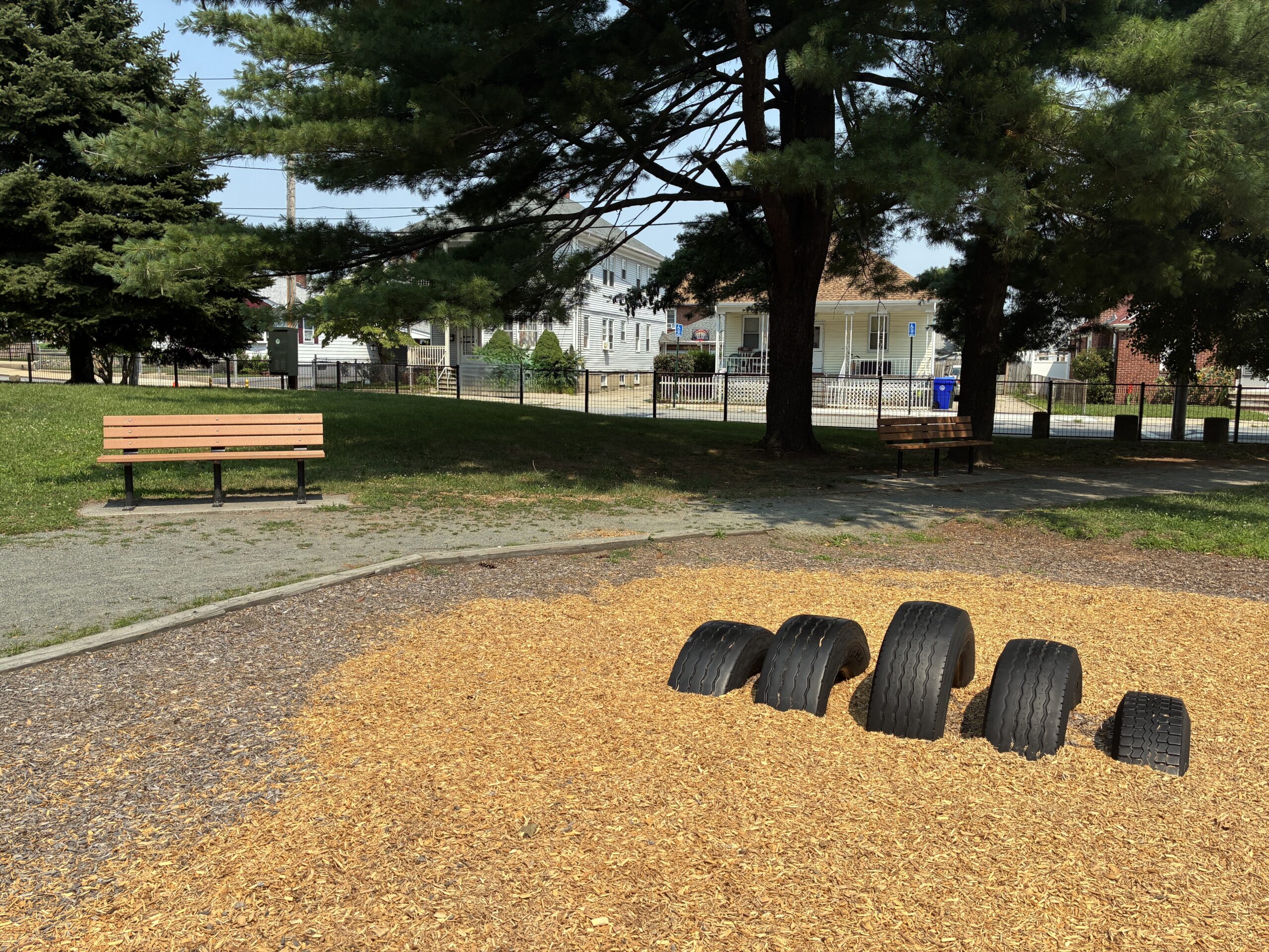 photo showing seating area and play ground area