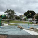 photo showing splashpad features in a park