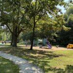 Merino Park stone dust path leading to playground and basketball court