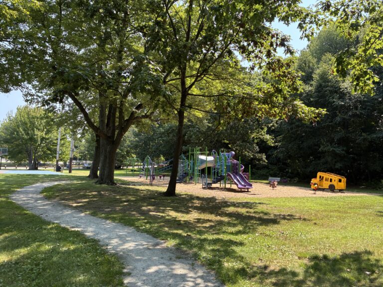 Merino Park stone dust path leading to playground and basketball court