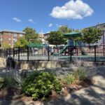 photo showing fenced in playground area
