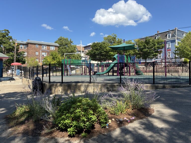 photo showing fenced in playground area