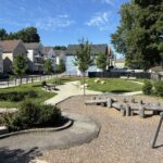photo showing a winding walking path and playground areas