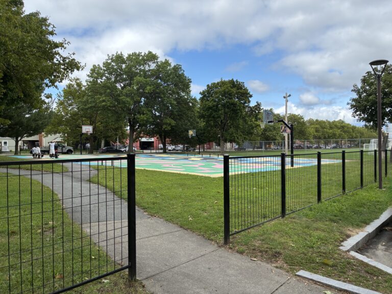 photo of a colorful basketball court
