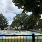 photo of a colorful basketball court