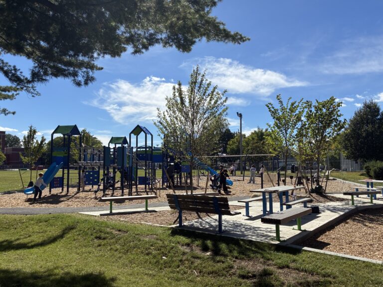 George J West Park Playground View from a bench