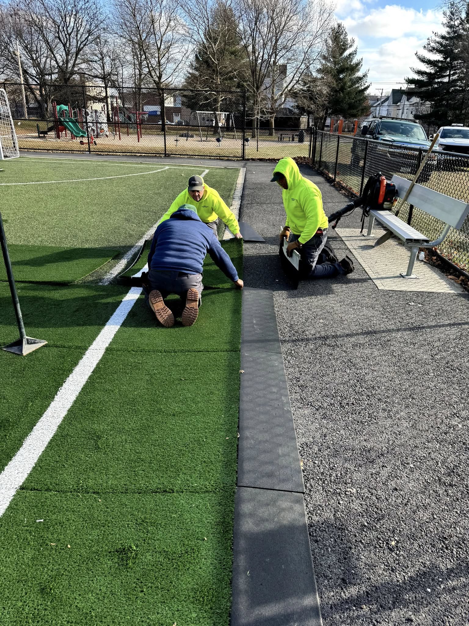 Parks crew installed new synthetic turf at Donigian Park