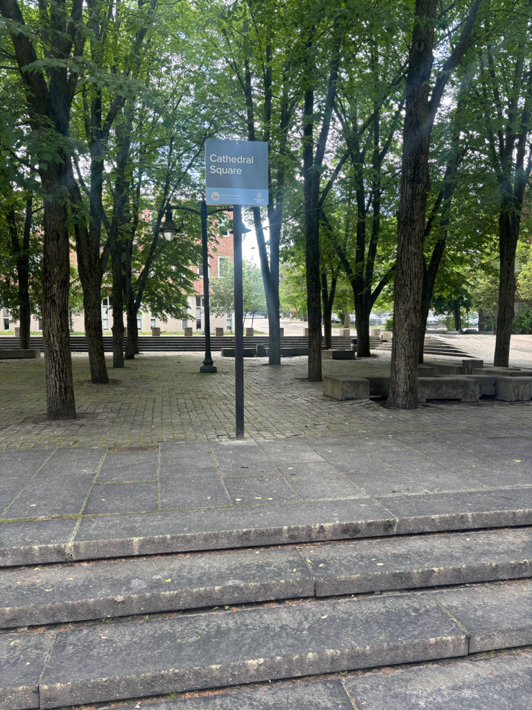 photo of a sign for Cathedral Square