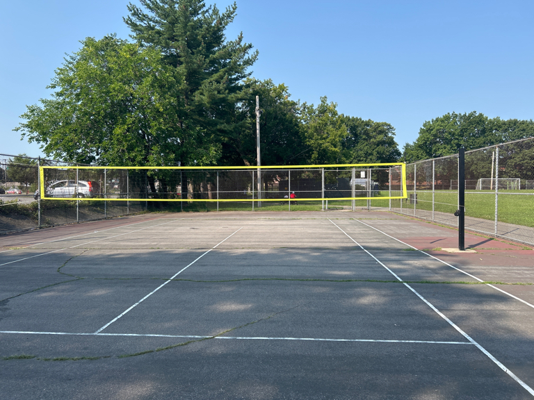 photo showing a volleyball court