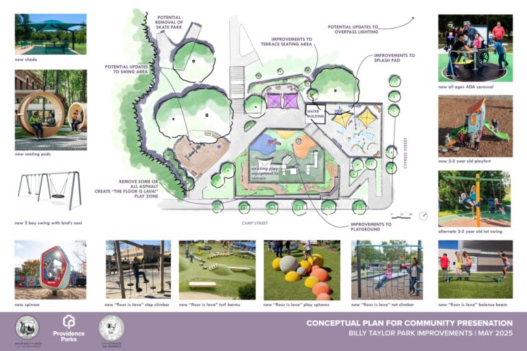 graphic showing potential future updates to Billy Taylor Park