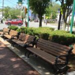 Photo showing park benches in Boyle Square