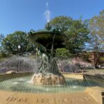 Photo showing the historic fountain at Burnside Park in Downtown Providence