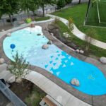 photo showing the splashpad area of a park