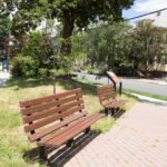 Photo of benches and seating areas at Fenner Square