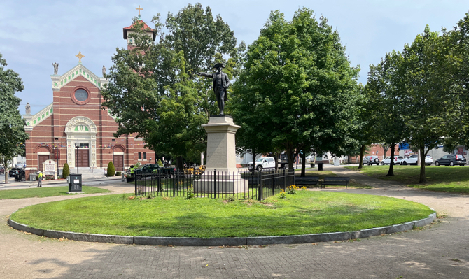 Photo showing a memorial at Hopkins Square