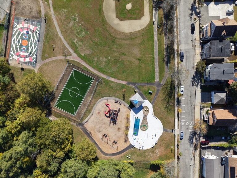 Photo showing birdseye view of James Ahern Park