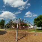 A photo showing the play structures at Major Park