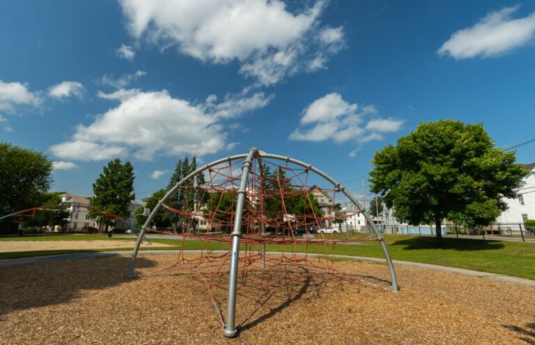 A photo showing the play structures at Major Park