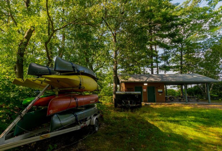 Photo showing canoes on a trailer