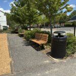 Pearl St Park seating area and planting
