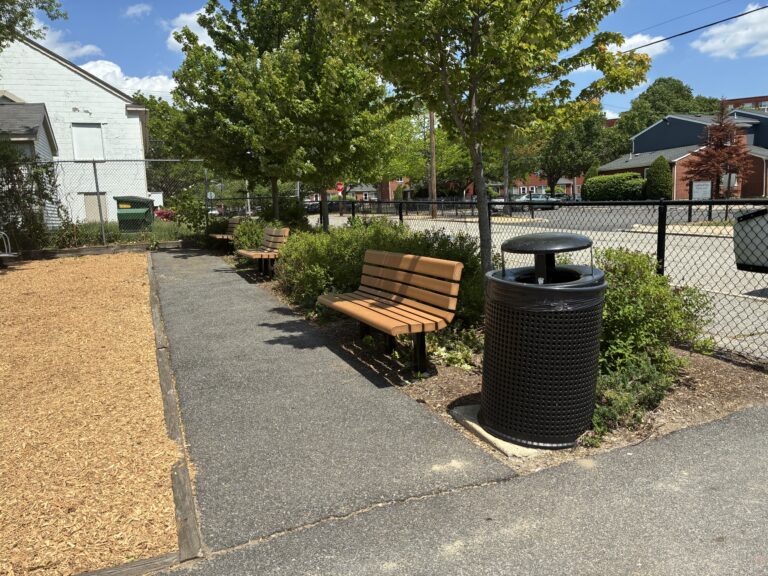 Pearl St Park seating area and planting