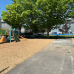 Pearl St Park view from the central path of play and picnic areas and shade trees
