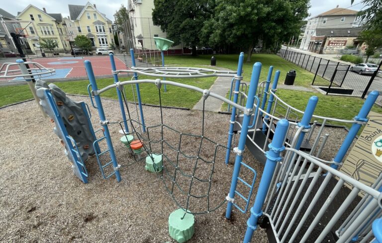 Photo showing playground structures at Ridge Street Park