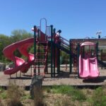 Photo showing playground structures at Riverside Park